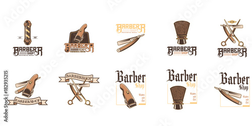 Barber shop vector logo set