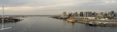 Long Panoramic View San Diego Waterfront Downtown City Skyline