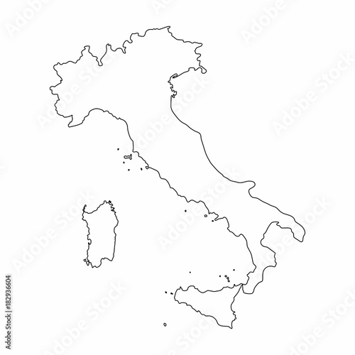 Italy map outline graphic freehand drawing on white background. Vector illustration