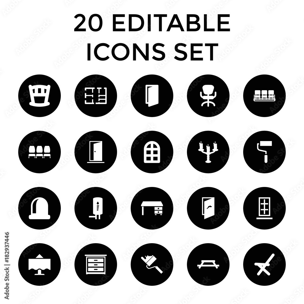 Interior icons. set of 20 editable filled interior icons Interior icons. set of 20 editable filled interior icons