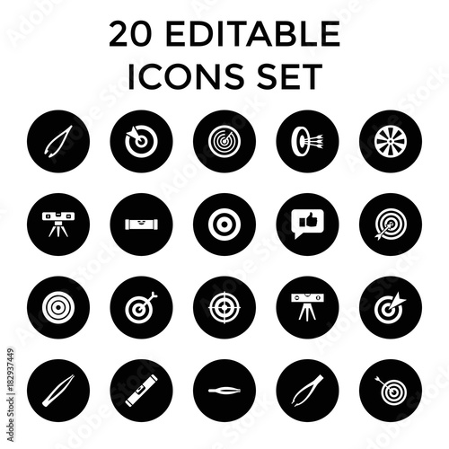 Accuracy icons. set of 20 editable filled accuracy icons