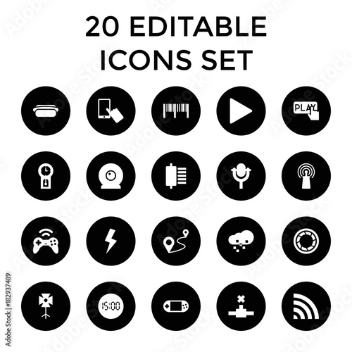 Digital icons. set of 20 editable filled digital icons