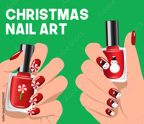 Hands with nail polish in different theme : Vector Illustration