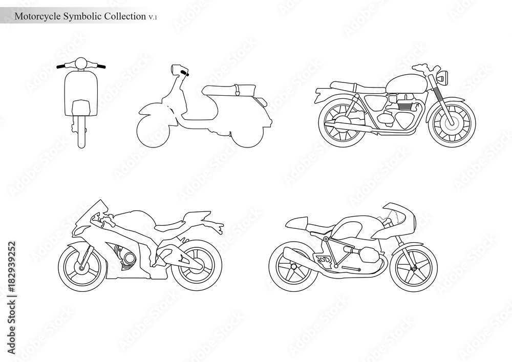 Naklejka premium Motocyklowa kolekcja symboliczna V.1