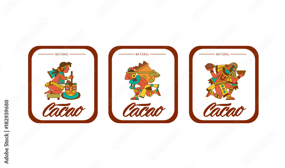 Fototapeta premium Vector illustration aztec cacao pattern for chocolate package design.