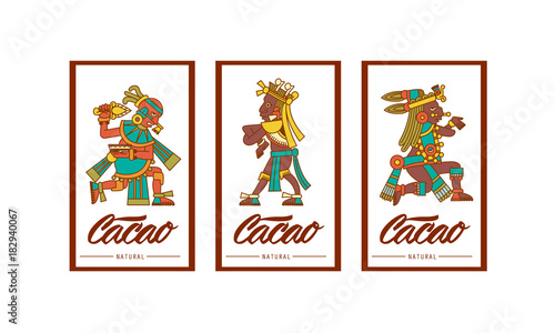 Aztec cacao pattern for chocolate package design. Vector illustration.