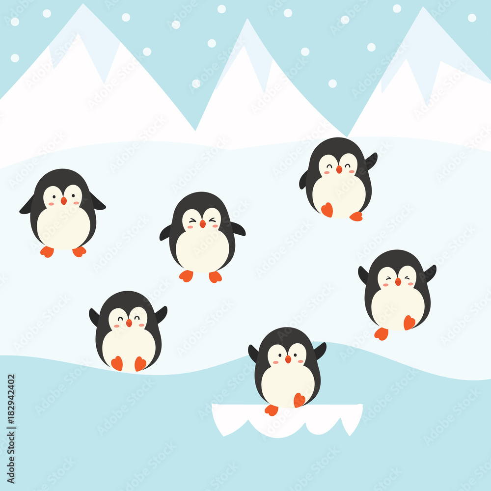 Obraz premium cute penguin vector set.
