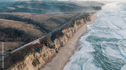 Aerial view of California Coastline along the Big Sur