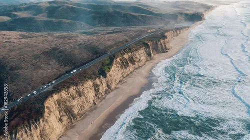 Aerial view of California Coastline along the Big Sur
