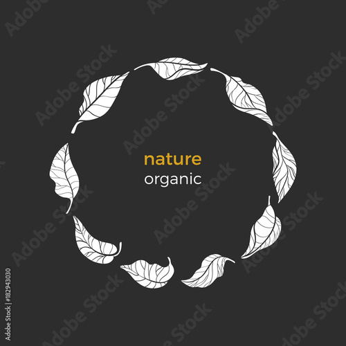 Vector template of white leaves in circle...