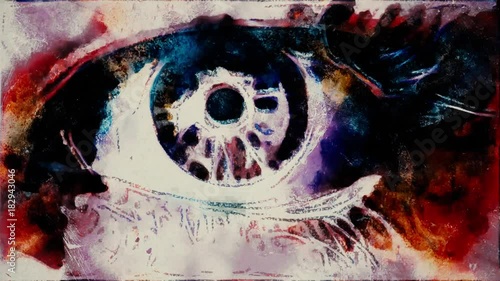 hand drawn stop motion opening and closing eye painting animation seamless loop close up - new quality people body artistic cartoon dynamic colorful joyful video footage