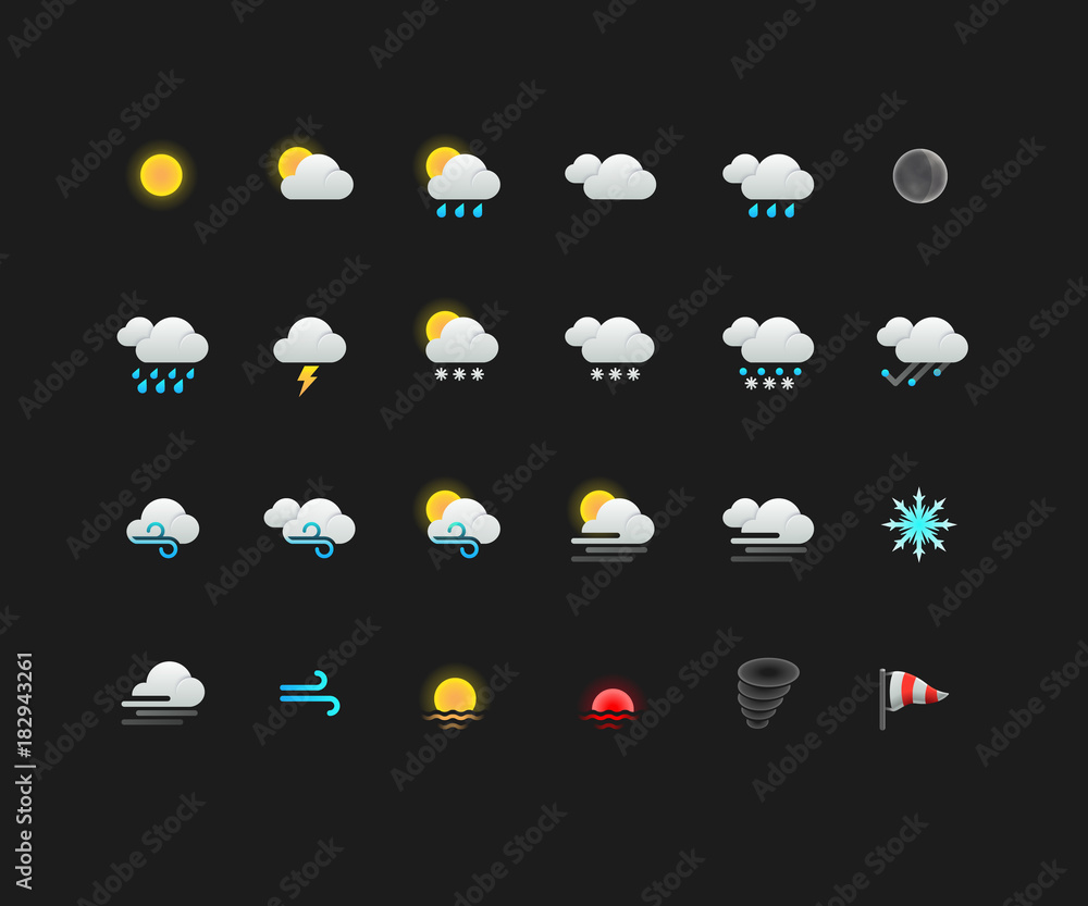 Obraz premium Weather Colorful Icons for web and mobile apps