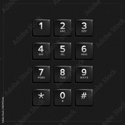 Vector Plastic Keypad. Phone keypad buttons template