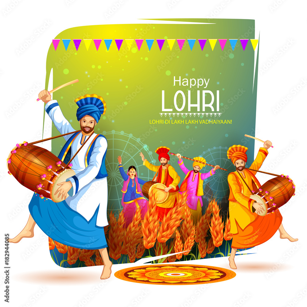Obraz premium Happy Lohri holiday festival of Punjab India