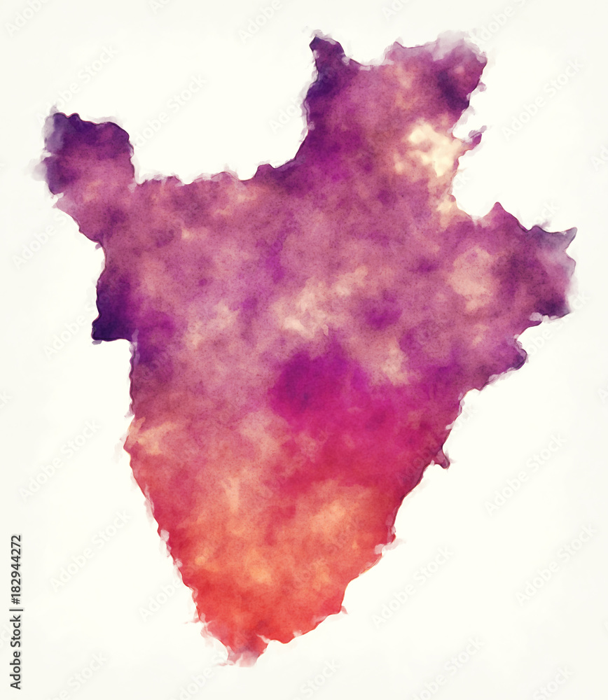 Burundi watercolor map in front of a white background Burundi watercolor map in front of a white background