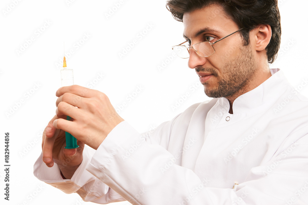Doctor with syringe and medicine Doctor with syringe and medicine