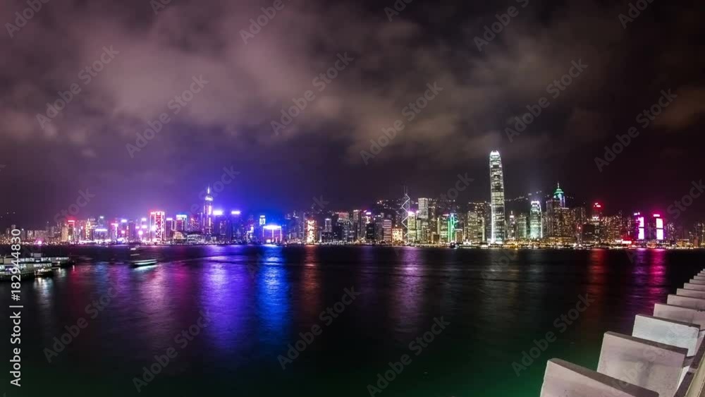 Time Lapse of cloudy night at Victoria Harbor in Hong Kong. Time Lapse of cloudy night at Victoria Harbor in Hong Kong.