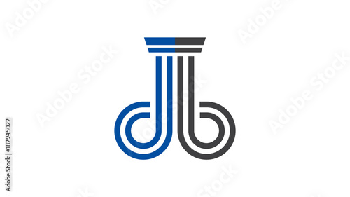 DB Logo formed like the courtroom pillars and in gray and blue colors. Ideal for legal or law firms.