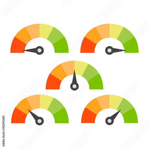 Rating speedometer set. Credit score concept
