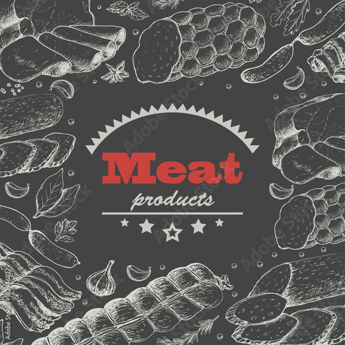 Vector background with meat products