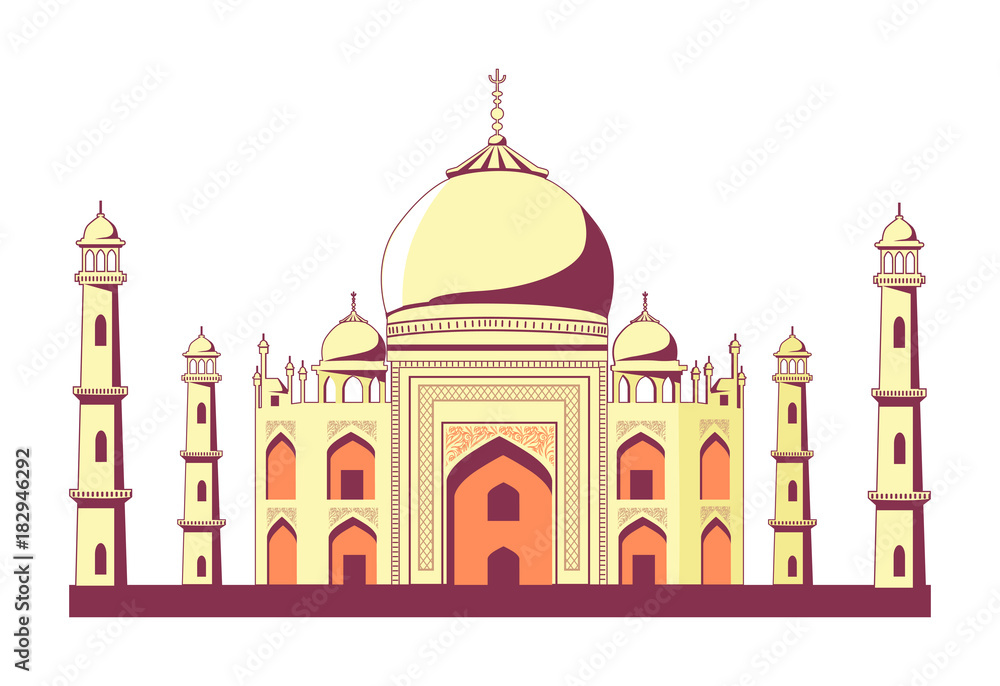 Famous Indian Building of Taj Mahal Illustration