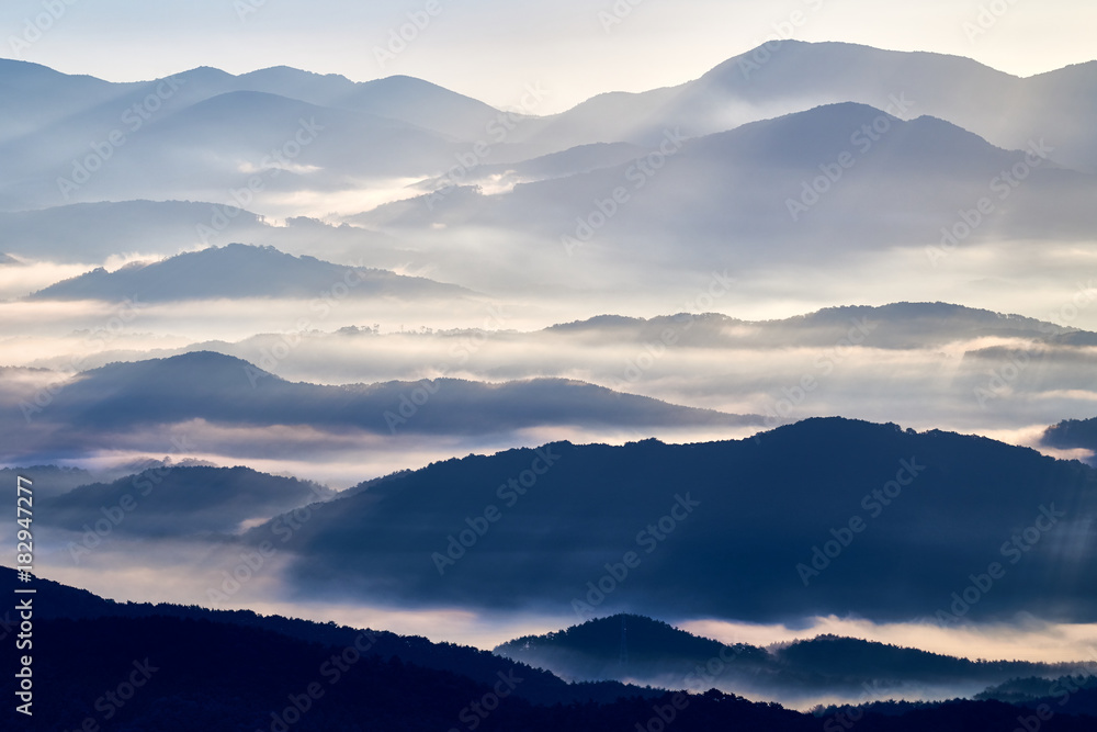 霧の立ち込めた中国山地