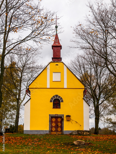 Small Chapel of Saint John of Nepomuk, or John Nepomucene, at Zubri, Trhova Kamenice, Czech Republic. photo