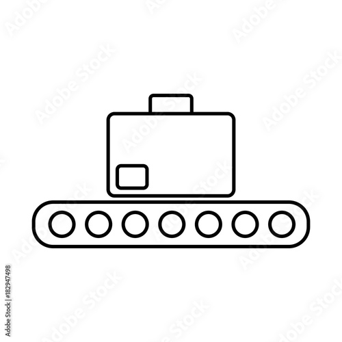 Modern and simple vector flat illustration the icon in the form suitcase on luggage conveyor. With thin lines for the application, website, interface, infographics on a white isolated background