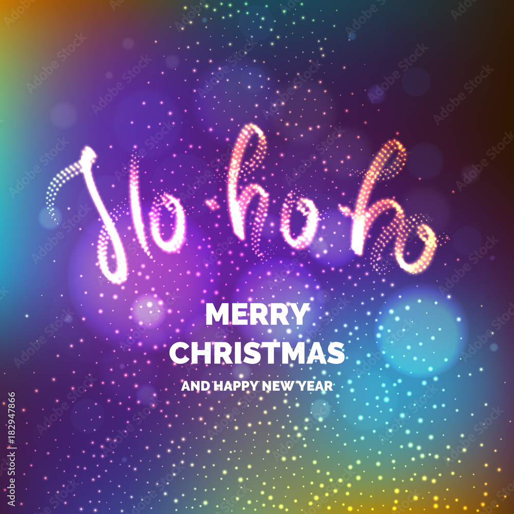 Merry Christmas. Bright poster with an inscription and a snowy background.