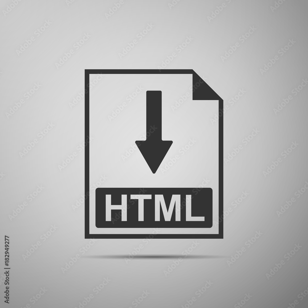 HTML file document icon. Download HTML button icon isolated on grey background. Flat design. Vector Illustration HTML file document icon. Download HTML button icon isolated on grey background. Flat design. Vector Illustration