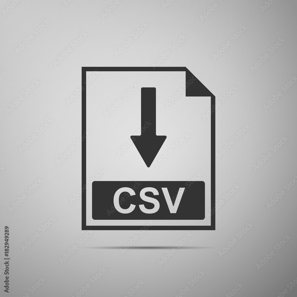 CSV file document icon. Download CSV button icon isolated on grey background. Flat design. Vector Illustration CSV file document icon. Download CSV button icon isolated on grey background. Flat design. Vector Illustration