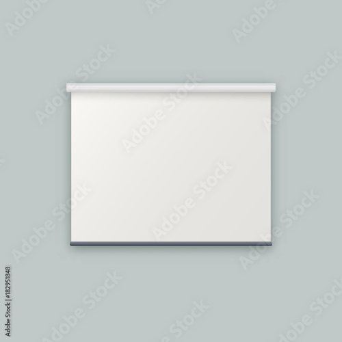 Realistic blank white vector projection screen projector board mockup