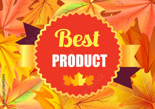 Best Product Award Stamp Design with Maple Leaves