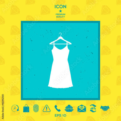 Sundress, Evening dress, combination or nightie on the wardrobe hanger , the silhouette. Menu item in the web design