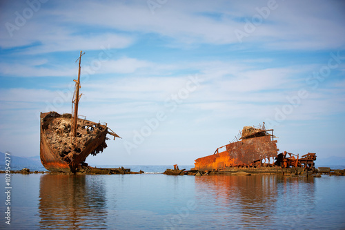 An old abandoned shipwreck. Nabq, Egypt. photo