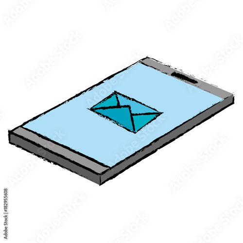 smartphone device with envelope vector illustration design