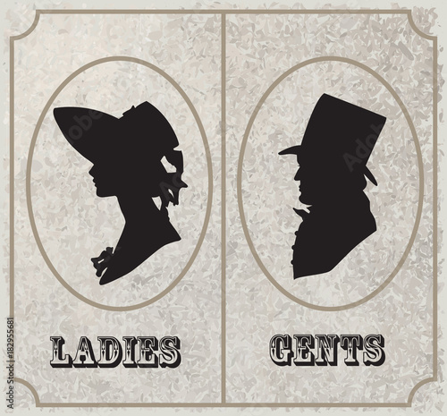 Lady and gentleman symbol.Toilet Sign, vintage style. Vector format