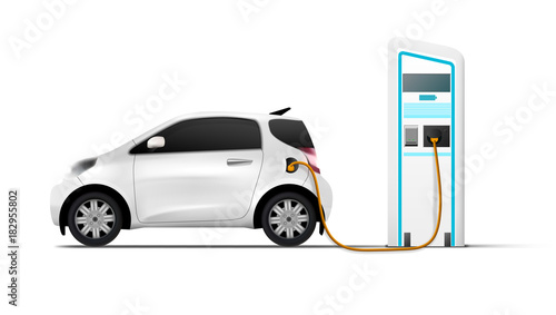Electric Car charging Station With Shadow