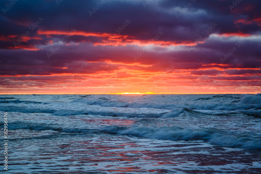 Scenic colorful sunset with amazing clouds over the Baltic sea. Poland. Scenic colorful sunset with amazing clouds over the Baltic sea. Poland.