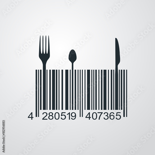 Icono plano codigo de barras cubiertos en fondo degradado