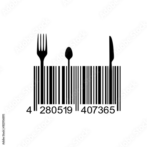 Icono plano codigo de barras cubiertos negro en fondo blanco