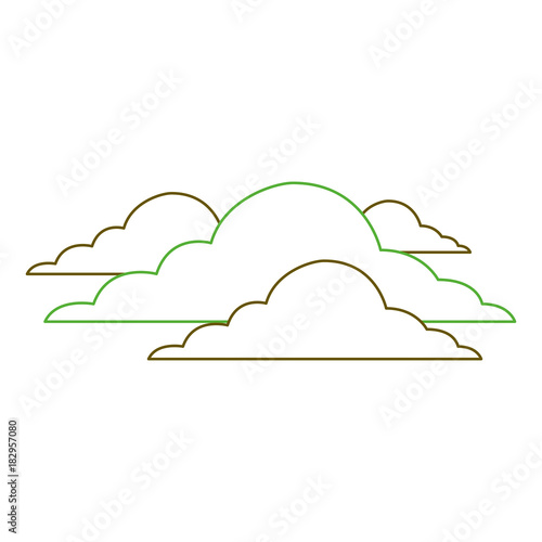 clouds sky climate overcast day scene vector illustration green line