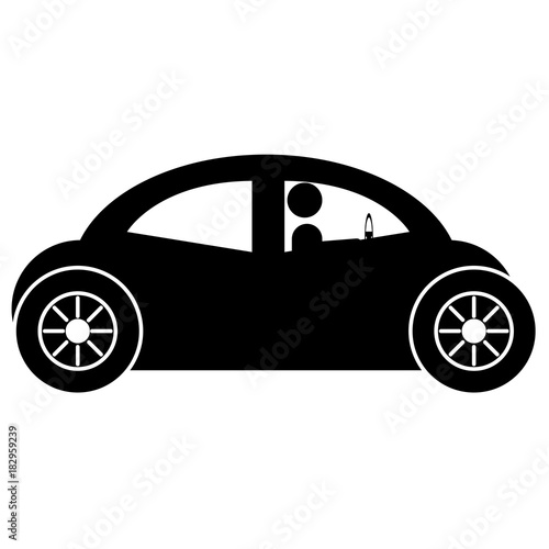 modern car with driver silhouette vector illustration design