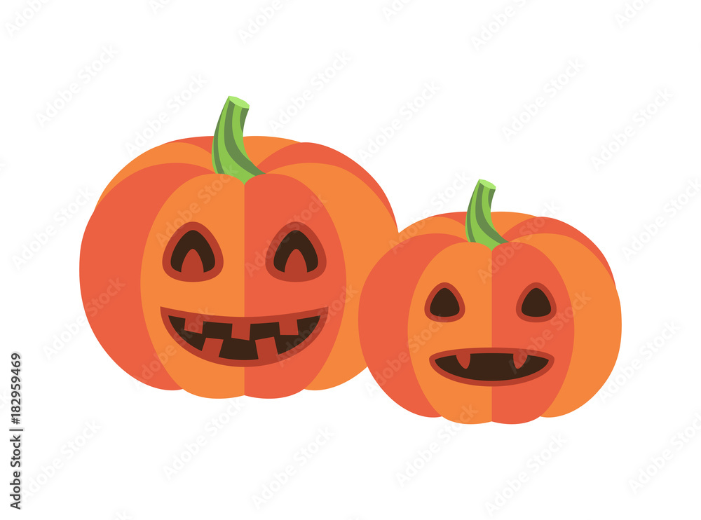 Pumpkins with Triangular Eyes and Sharp Canines Pumpkins with Triangular Eyes and Sharp Canines