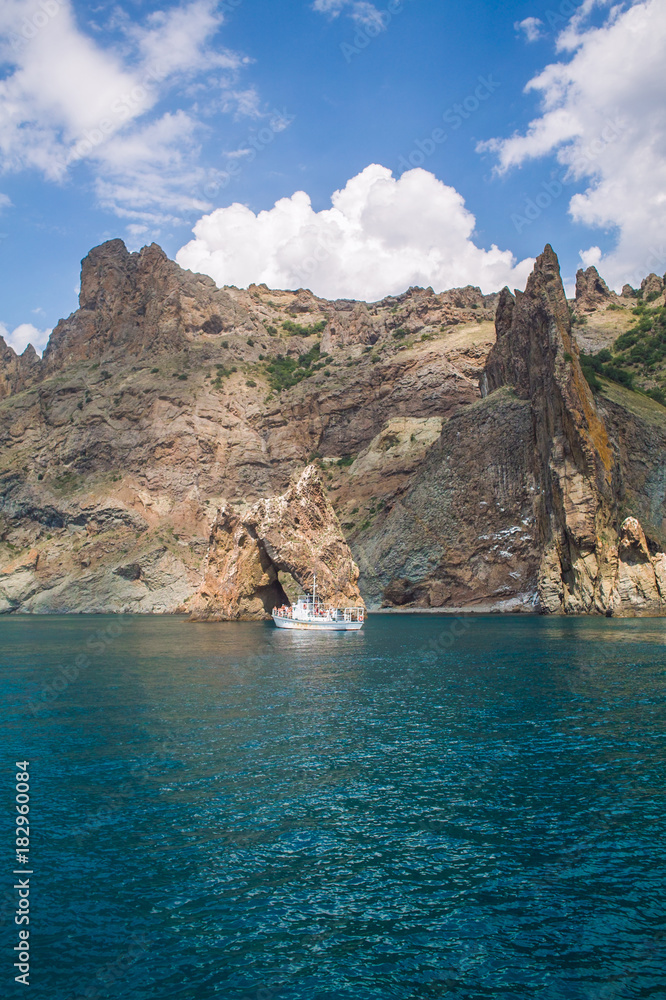Karadag volcano mountain famous Golden Gate rock in Crimea, Russia. Karadag volcano mountain famous Golden Gate rock in Crimea, Russia.