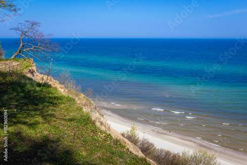 View on Baltic Sea from cliff in Jastrzebia Gora village  Poland