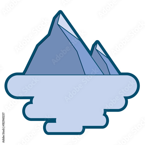 two mountain natural flora land scene vector illustration
