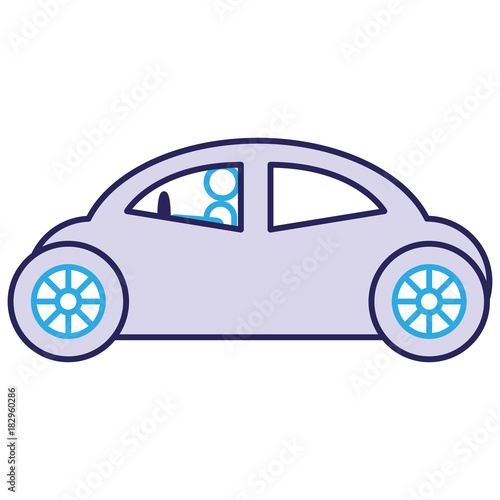 modern car with driver silhouette vector illustration design