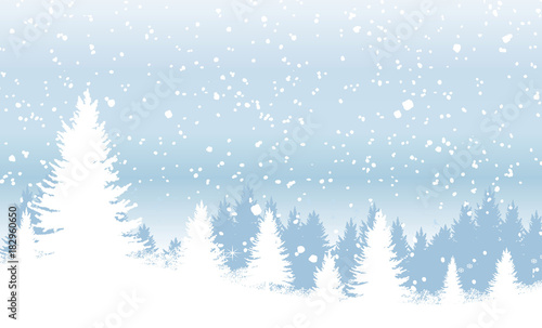Backdrop with winter forest