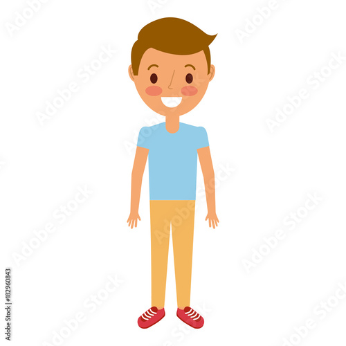 young boy kid smiling happy gesture vector illustration